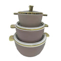 hot-selling factory direct sales fresh-keeping lunch box thermal insulation bucket golden handle high-end stainless steel thermal insulation pot three-piece combination