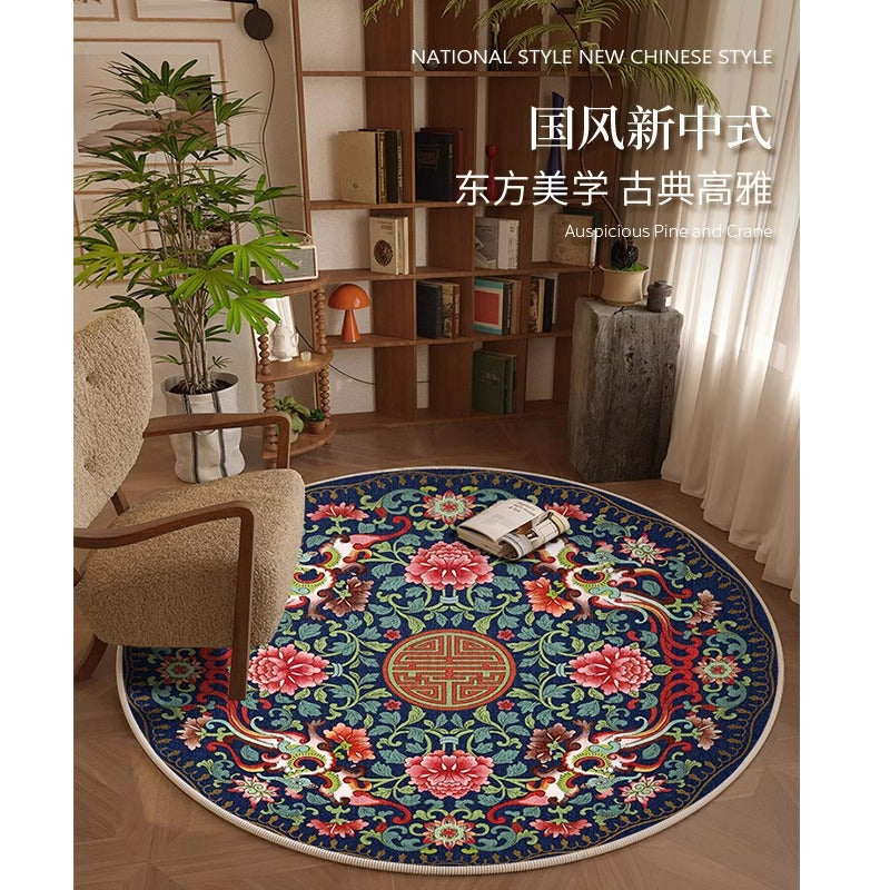 Carpet round new chinoiserie chinese style study chair floor mat computer study table foot mat gaming chair bedroom bedside