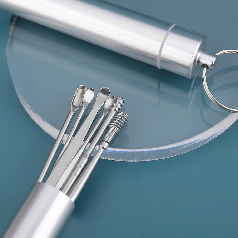 Wholesale stainless steel earwax removal tools - complete ear cleaning kit with ear picks and ear spoons (6-piece set)