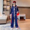 Girls' fall outfit set : stylish korean-inspired casual two-piece set for mid-to-large children - cardigan and sportswear