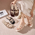 Women's high-heeled sandals: new 2025 summer collection - open-toe, slip-on mules with bow detail, fairycore style