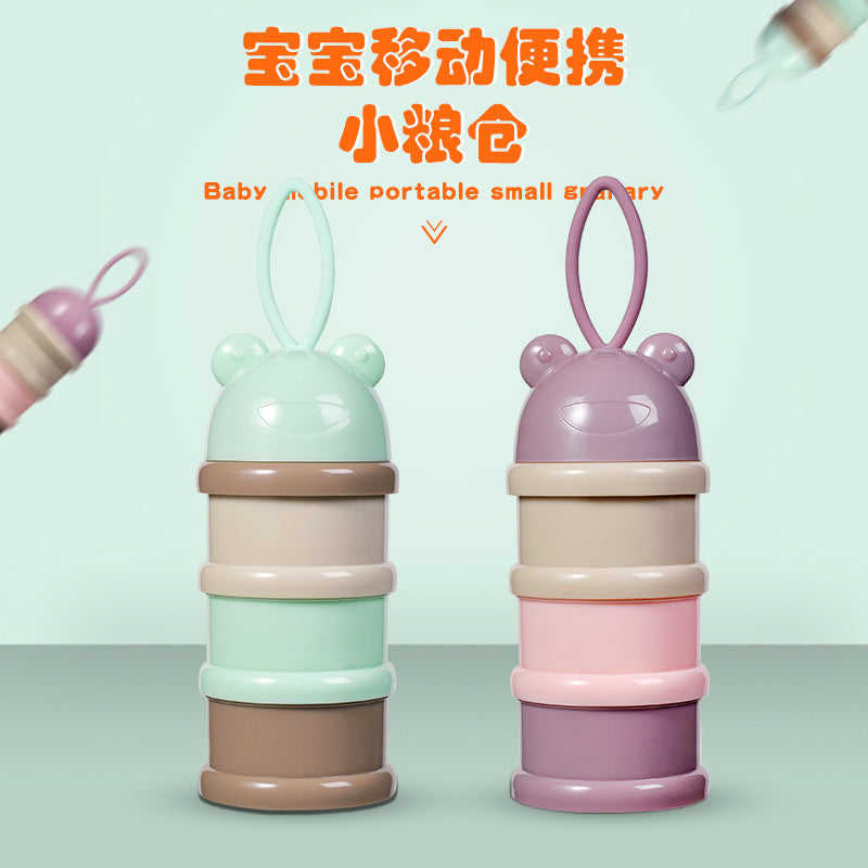 Portable baby milk powder box, sub-packaging milk powder can, independent sealing of milk powder compartment away from light, portable out milk powder storage box