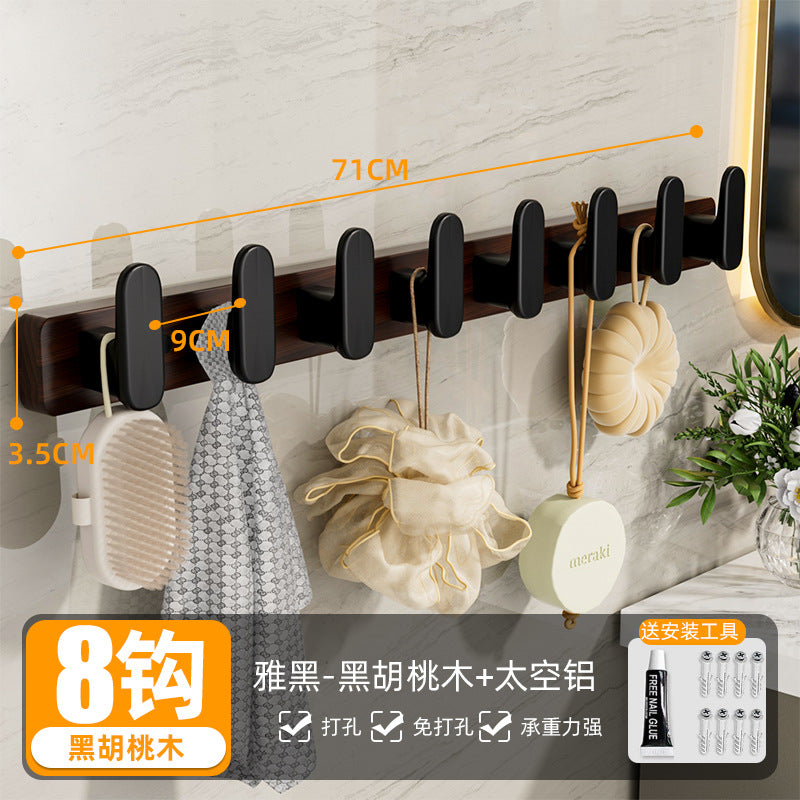 Walnut wood hook - no drilling required, over-the-door coat and hat hook, wall-mounted fixed clothes hook, entryway coat rack