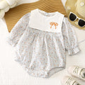 K-style baby summernew arrival bag butt baby pure cotton jumpsuit floral long sleeves romper female baby khaki