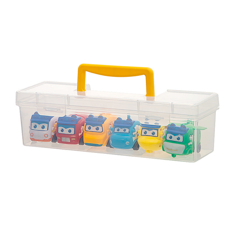 Children's toy car ornament desktop mini car portable storage box transparent square model storage finishing box