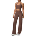 New arrival cross-border pure color double-sided brushed halter wide-leg pants yoga suit sports running fitness two-piece set for women