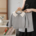 Girls' knit sweater polo shirt and pants set - new autumn  collection - casual sweater outfit for little girls
