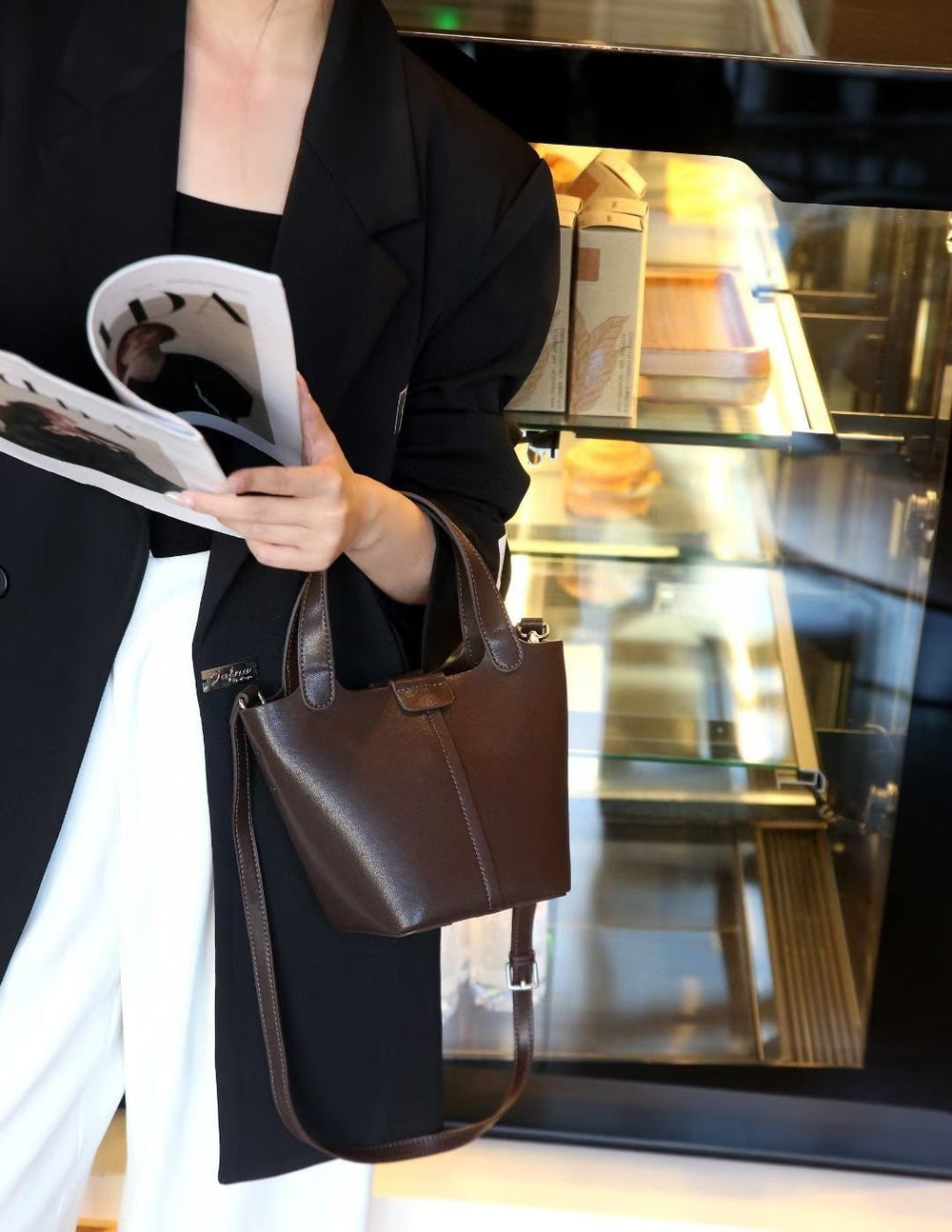 Bag 2024fall and winternew arrival bucket bag vegetable basket women's bag genuine leather satchel bag classysenseniche style crossbody bag