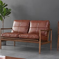 Vintage saddle chair - home living room balcony retro solid wood single leisure chair - designer style light luxury sofa chair