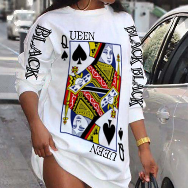 Spot  2021 European and American new loose casual, printed fashion sweater T-shirt long skirt DDM057