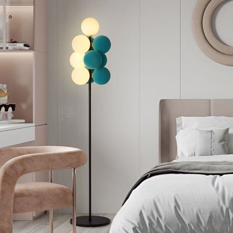 Nordic grape floor lamp - stylish and luxurious ambient lighting for living room, sofa side, bedroom bedside, with flocked globe shade