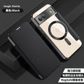 gold shield magnetic card slot business leather case for google pixel 10/9 with magsafe compatibility
