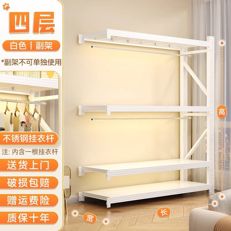 For homeshelves wardrobe bedroom simple assembly coat rack open floor standing hole board angle steel clothes rack storage rack