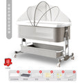 Aluminum alloy baby crib convertible to big bed, multifunctional portable folding children's bed, newborn baby bed with changing table