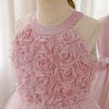 Girls' sleeveless halter dress with appliqué mesh overlay - sweet princess style for kids - perfect for export