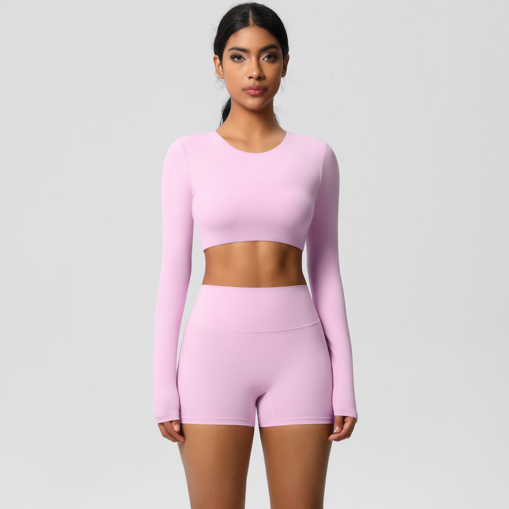 European and american nude feel brushed solid color yoga outfit set - quick-dry, breathable, 8-piece running & fitness activewear set for women