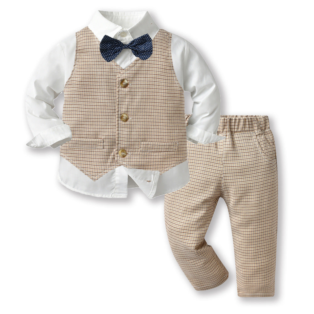 Kids suit suit handsome boy flower boy vest dress male baby first birthday birthday medium large child suit fall and winter