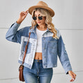 Fashion cross-border foreign trade independent station  new washed denim leopard print python print short jacket tops