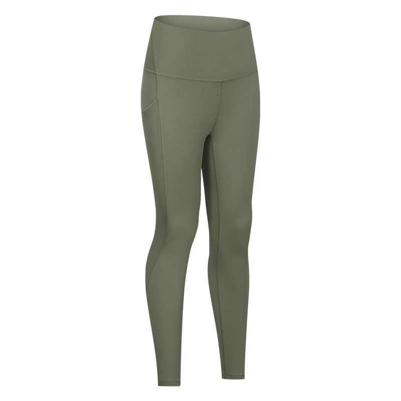 Dianqian new arrival soft and comfortable yoga pants with side flap pocket pants to lift the buttocks slimming look running sports fitness pants for women dl126