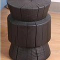 Wabi-sabi carbonized black flower corner stand folk style qhc store log sofa side table retro designer wooden pier wine display