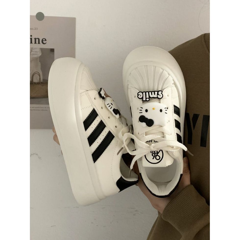 Autumn winterheattechfleece-lined big toe white shoes women's thick sole cotton shoes new arrival junior high school students casual black sneakers