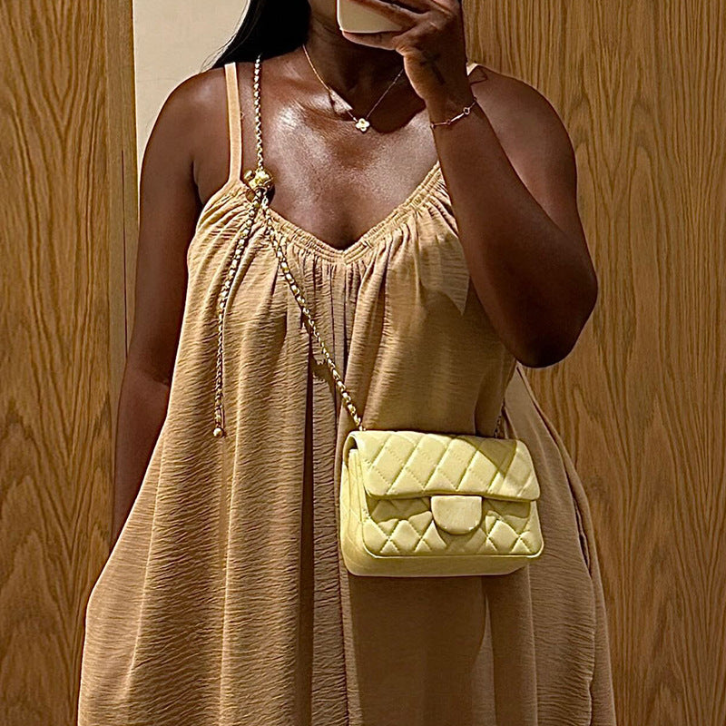 European and american cross-border women's clothing:  summer new arrivals - casual chic v-neck loose slip dress, solid color maxi dress