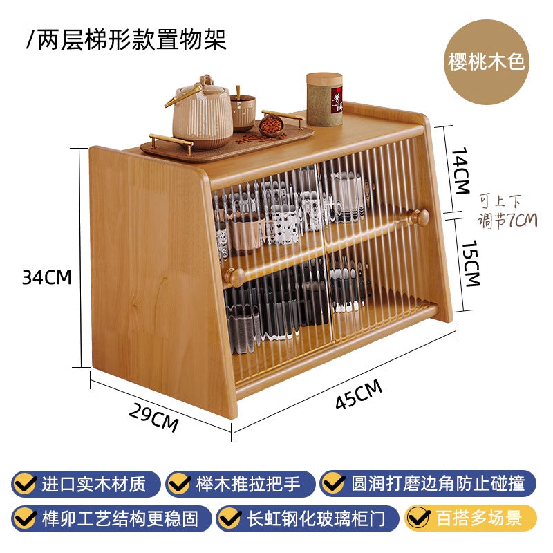Solid wood bay window cabinet storage locker household balcony renovation window sill antique bookshelf Japanese dust-proof bookcase