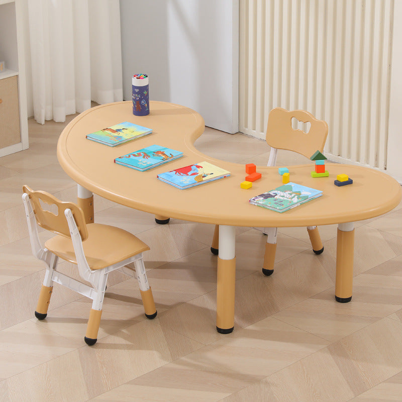 Children's table and chair set Kindergarten table and chair Baby painting game learning desk Plastic lifting moon creative table