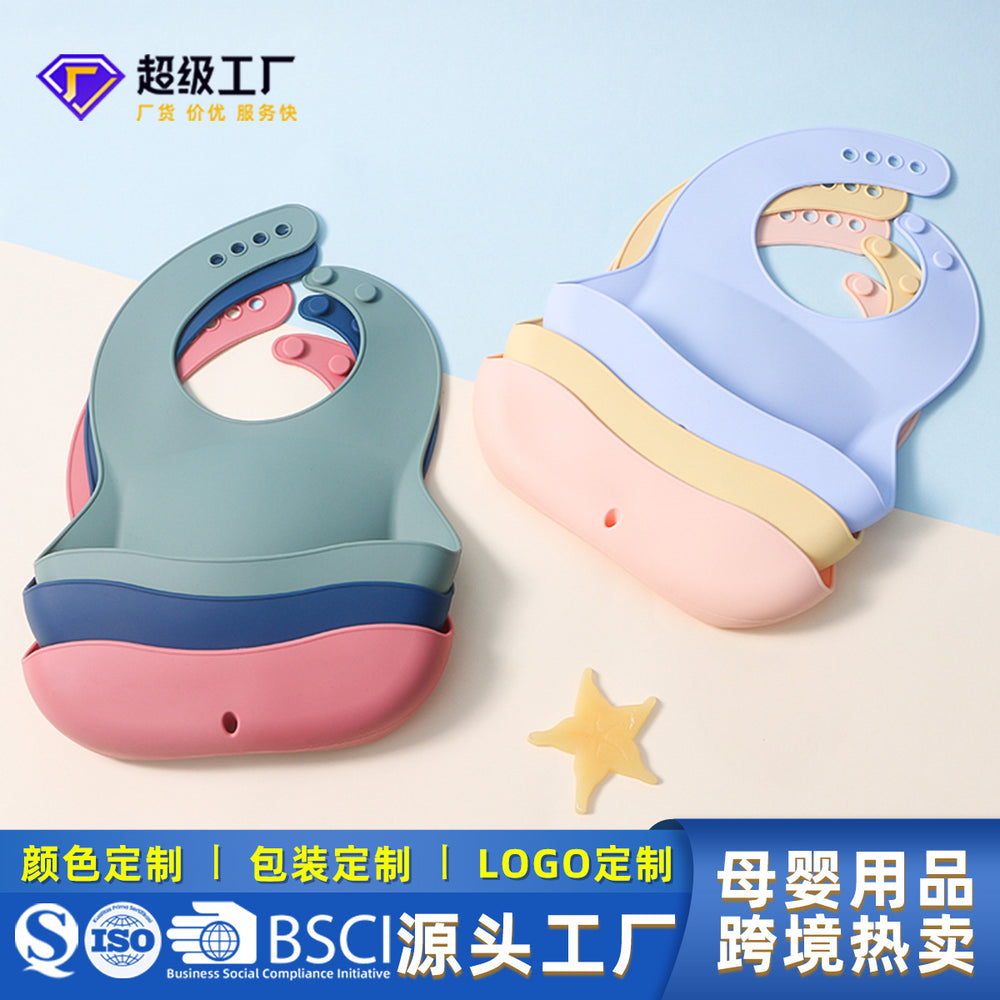 Infant and toddler bibs, silicone saliva pockets, anti-dirty baby, easy to clean rice pockets, saliva wipes, stereo food grade silicone