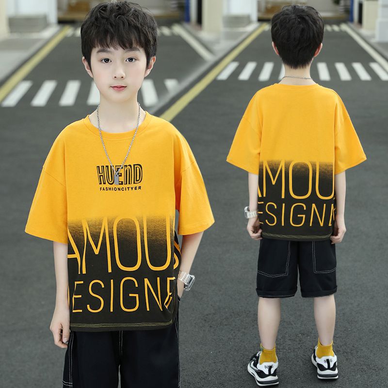 Boys' summer outfit set:  new trendy & stylish kids' summer clothes, short-sleeve two-piece set for boys