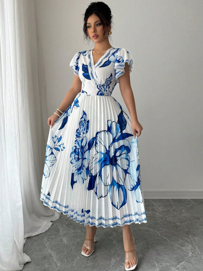 european and american women's clothing:  summer new arrivals - vacation style v-neck dress