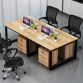 Economical four-seat office desk and chair set with partition for employees - includes two double-desk workstations and computer desks