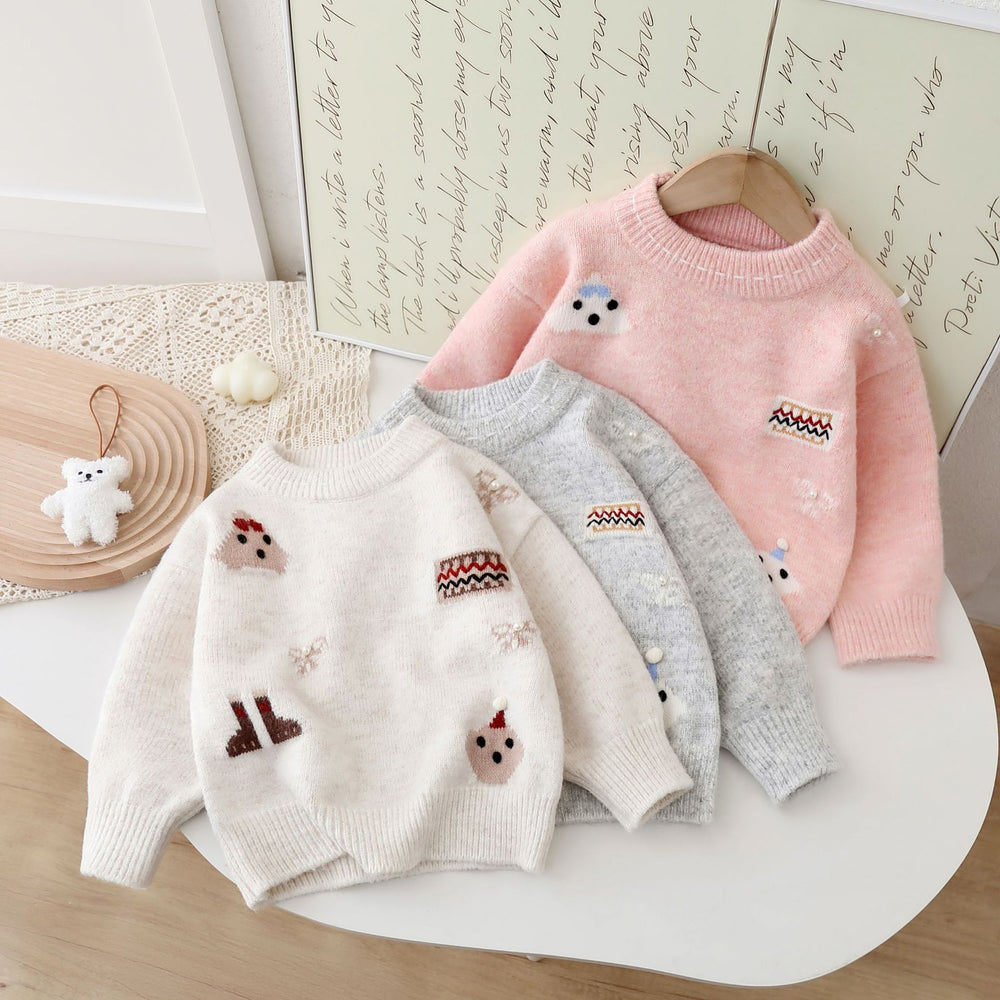 Kidssweater forest style artsyembroiderpulloversweaterfall and winterk-styleloosecasual cartoon japanese styleknittingtops