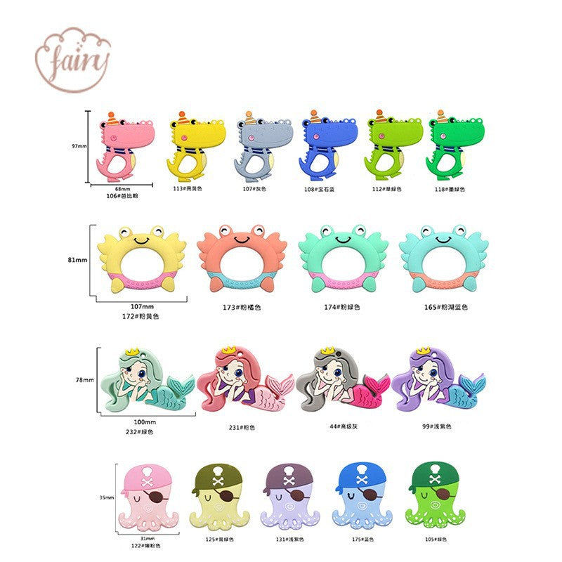 A complete range of customized cartoons, silicone toothpaste, food grade cartoon baby baby dragon mermaid bite glue toothpaste
