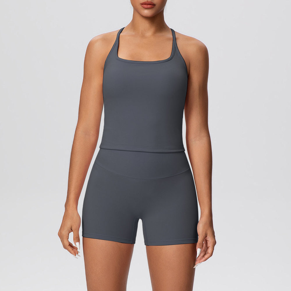 New cloud-feel quick-dry high-waisted butt-lifting shorts activewear set - perfect for yoga, outdoor training, running, and fitness