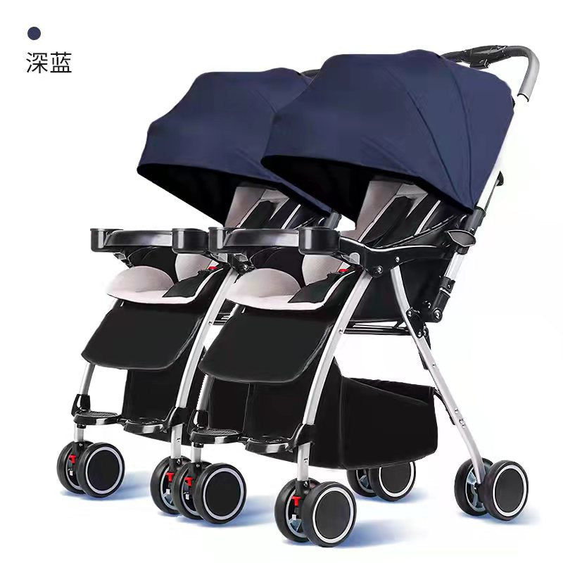 Wholesale double stroller: lightweight, high-view, convertible (sitting/reclining), detachable, foldable, twin baby pram