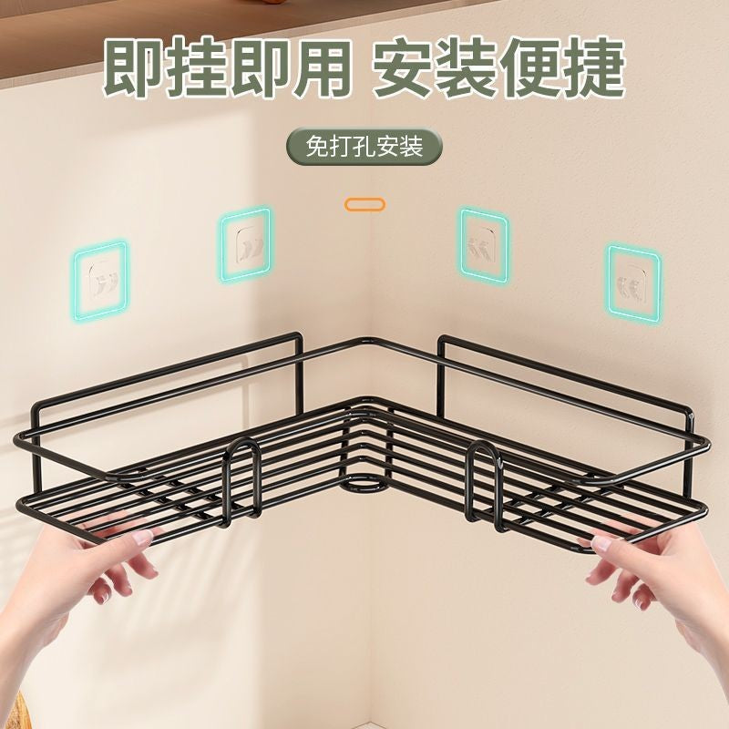 Wall-mounted bathroom shelf - no drilling required - rectangular organizer for vanity, sink, and toilet