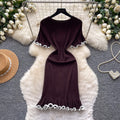 Korean style commute ruffle knit dress - women's  summer high-waisted slimming a-line dress - elegant and high-end
