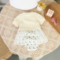 Baby girl summer floral patchwork romper with straps - sweet princess style infant outfit