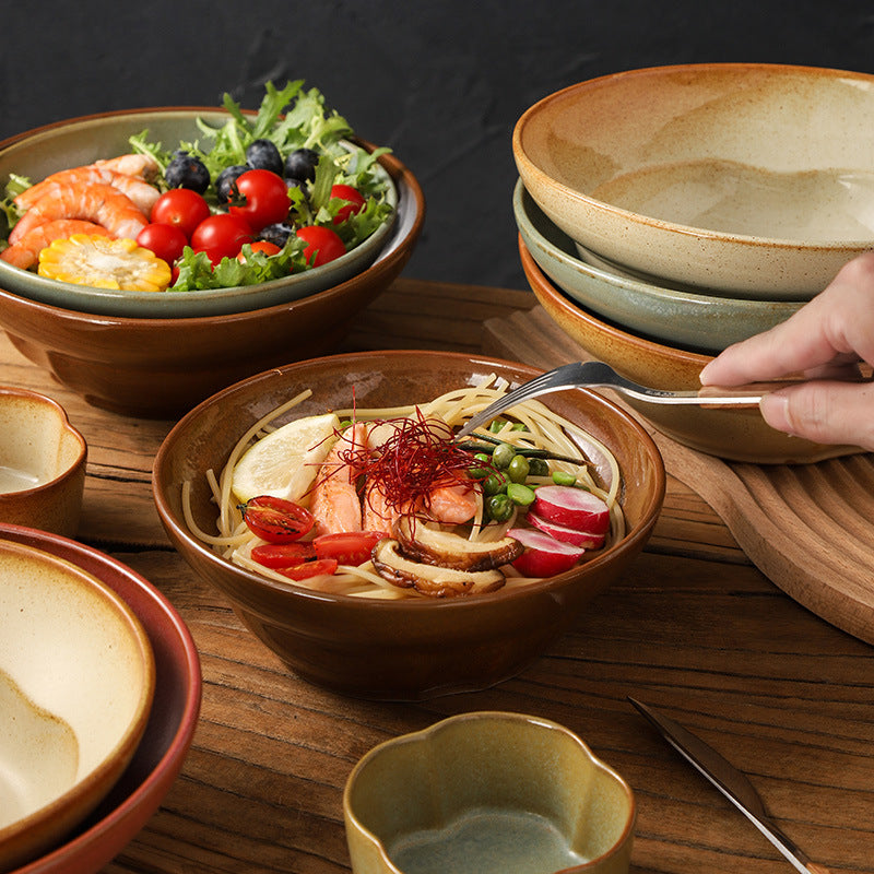 Vintage aesthetic ceramic rice & dessert bowl - high-end tableware for restaurants & hotels - fruit salad, snack, and breakfast bowl