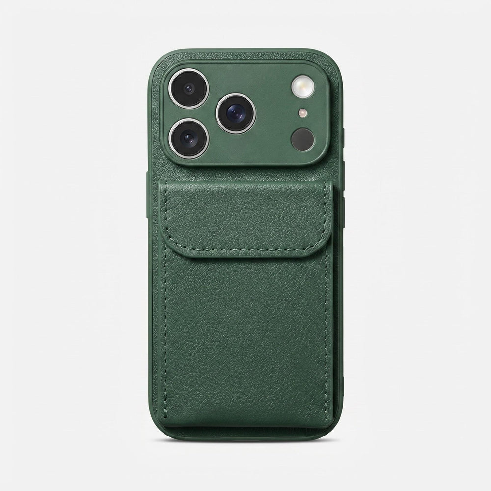 iphone 17 pro max leather case card holder phone case apple 16 vegan leather matte anti-drop protective cover