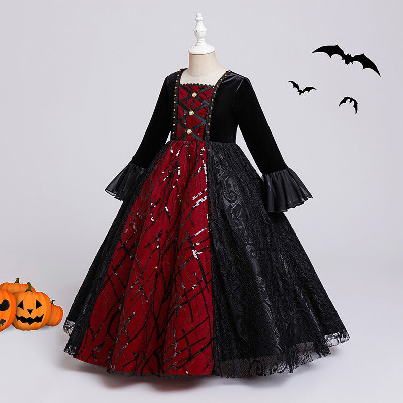 Halloween cosplay costume kids magic witch outfit tutu witch performance costume cross-border e-commerce