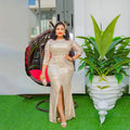 Aliexpress new year party evening dress african women's plus size cross-border fashion sequin rhinestone slit dress
