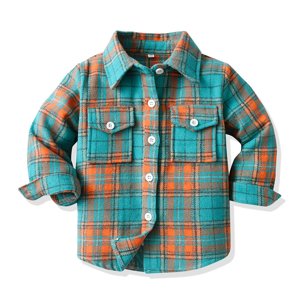 Export children's clothing boys multi-color patchwork plaid shirt long sleeves preppy style autumnew arrivalspring & fallkidstops