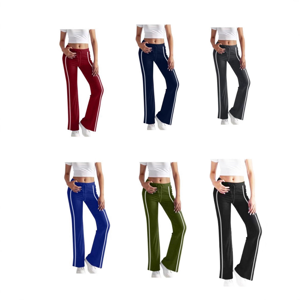 cross-border  women's solid color fashion drawstring elastic waist wide leg pants - activewear & casual trousers