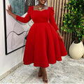 D3354  autumn/winter new women's fashion solid color square neck high waist maxi dress african style