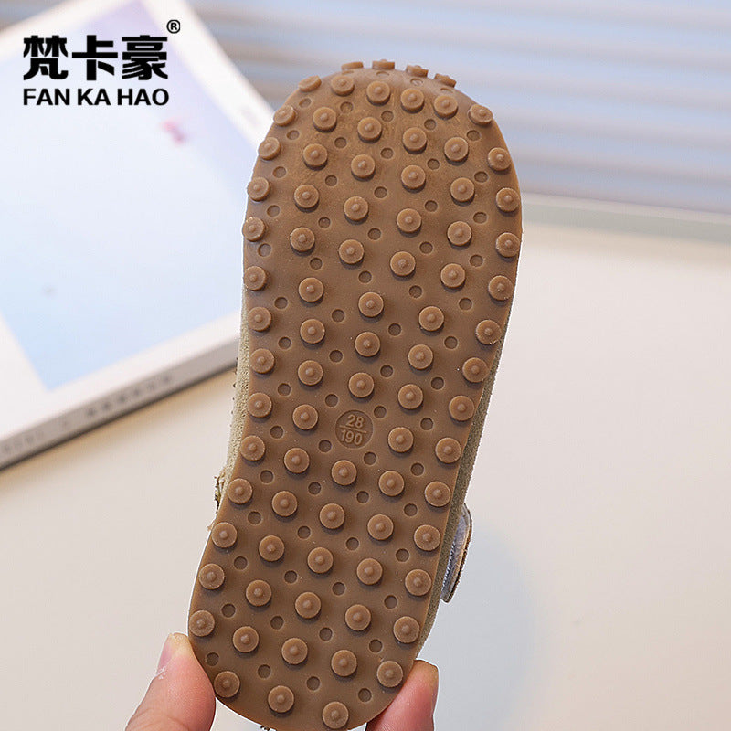 Vancahao niche style design k-style girl mary jane princess shoes  spring & fall new arrivalkids suede flats
