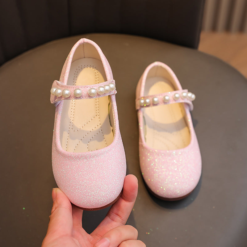 spring/autumn korean style new girls' leather shoes, export order, princess flats, children's velcro performance dance shoes