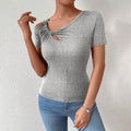 spring/summer new arrival: cross-border european and american style fashionable minimalist t-shirt - asymmetrical slant neck cropped top