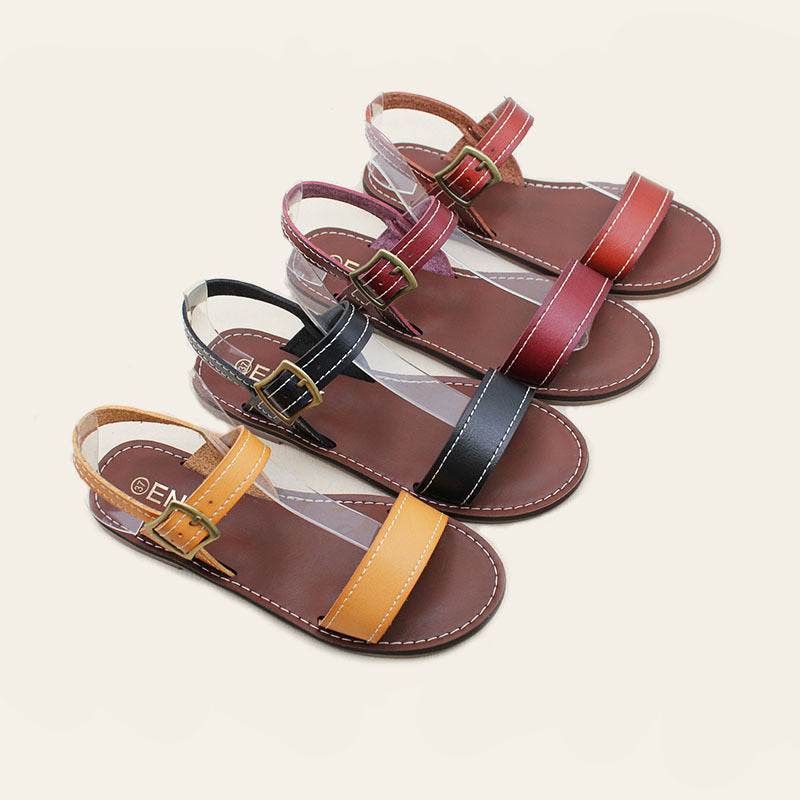 Cross-border spot direct sales Roman sandals one-button flat sandals women's shoes summer versatile beach shoes Sandals